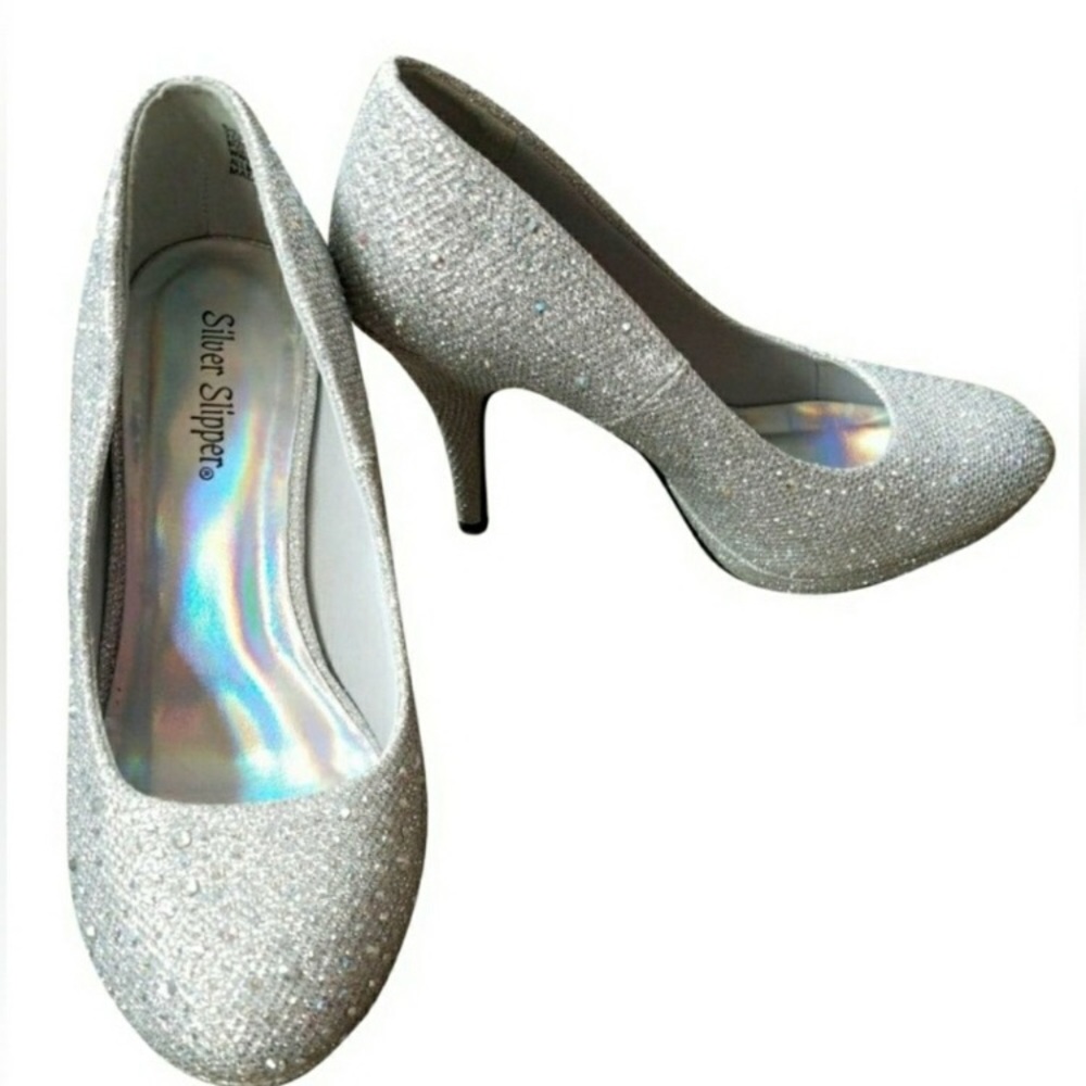 Silver sequins heels